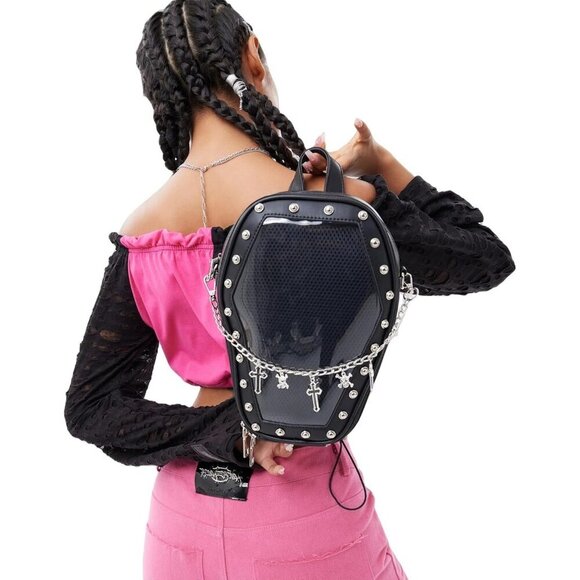 Gothic Coffin Shape Purse Handbag for Women\'s Halloween Shoulder Bag Blue main image 8